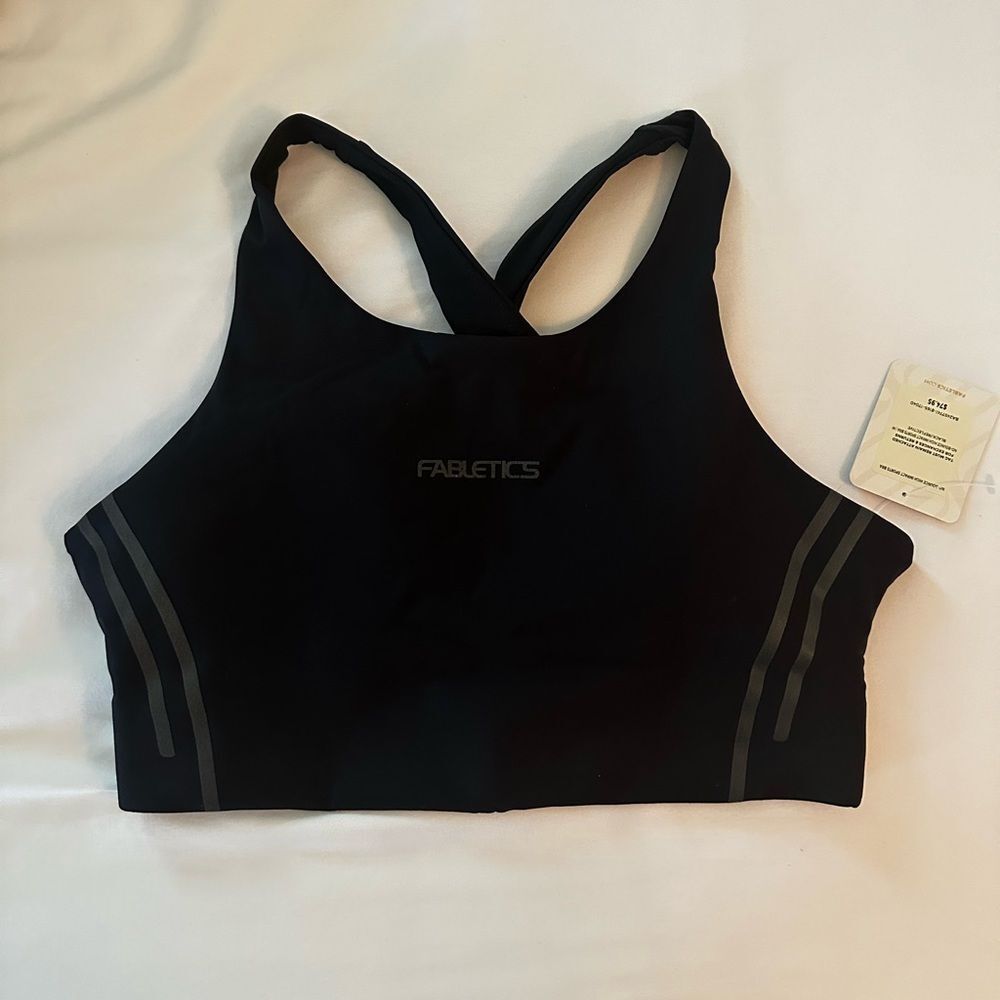 Fabletics Reflective No Bounce High Impact Black Sports Bra
